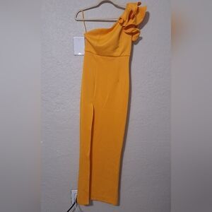 SHEIN One Shoulder Yellow Dress